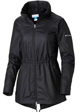 Columbia Black Hooded Packable Rain Jacket XS